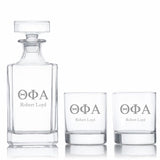 Custom Engraved Theta Phi Alpha - Personalized Classic Decanter Set with Whiskey Glasses