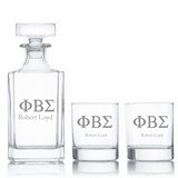 Custom Engraved Phi Beta Sigma - Personalized Classic Decanter Set with Whiskey Glasses