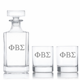 Custom Engraved Phi Beta Sigma - Personalized Classic Decanter Set with Whiskey Glasses