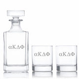 Custom Engraved Alpha Kappa Delta Phi - Personalized Classic Decanter Set with Whiskey Glasses