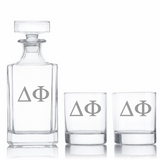 Custom Engraved Delta Zeta - Personalized Classic Decanter Set with Whiskey Glasses