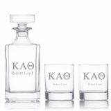 Custom Engraved Kappa Alpha Theta - Personalized Classic Decanter Set with Whiskey Glasses