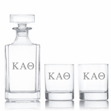 Custom Engraved Kappa Alpha Theta - Personalized Classic Decanter Set with Whiskey Glasses