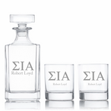 Custom Engraved Sigma Iota Alpha - Personalized Classic Decanter Set with Whiskey Glasses