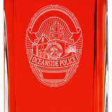 Custom Engraved - Police Badges - Personalized Whiskey Decanter In Wood Gift Box - City of Erie PA Police Badge