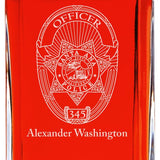 Custom Engraved Police Badges  - Personalized Whiskey Decanter Set In Wood Gift Box - Santa Ana CA Police Badge
