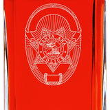 Custom Engraved Police Badges  - Personalized Whiskey Decanter Set In Wood Gift Box - Santa Ana CA Police Badge