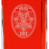 Custom Engraved Police Badges  - Personalized Whiskey Decanter Set In Wood Gift Box - Glenpool OK Police Badge