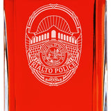 Custom Engraved Police Badges  - Personalized Whiskey Decanter Set In Wood Gift Box - Rialto CA Police Badge