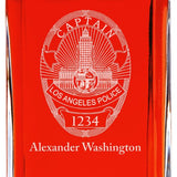 Custom Engraved Police Badges  - Personalized Whiskey Decanter Set In Wood Gift Box - LA Captain Police Badge