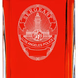 Custom Engraved Police Badges  - Personalized Whiskey Decanter Set In Wood Gift Box - LA Sergeant Police Badge