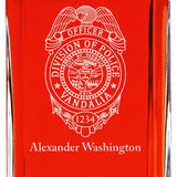 Custom Engraved Police Badges  - Personalized Whiskey Decanter Set In Wood Gift Box - Vandalia OH Police Badge