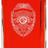Custom Engraved Police Badges  - Personalized Whiskey Decanter Set In Wood Gift Box - Winter Garden FL Police Badge