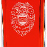 Custom Engraved - Police Badges - Personalized Whiskey Decanter In Wood Gift Box - Windsor CO Police Badge