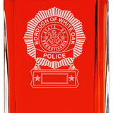 Custom Engraved - Police Badges - Personalized Whiskey Decanter In Wood Gift Box - White Oak PA Police Badge