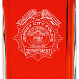 Custom Engraved - Police Badges - Personalized Whiskey Decanter In Wood Gift Box - Jersey City Police Badge