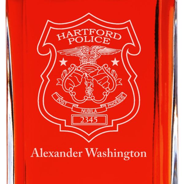 Custom Engraved - Police Badges - Personalized Whiskey Decanter In Wood Gift Box - Hartford CT Police Badge