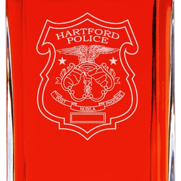 Custom Engraved - Police Badges - Personalized Whiskey Decanter In Wood Gift Box - Hartford CT Police Badge