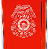 Custom Engraved - Police Badges - Personalized Whiskey Decanter In Wood Gift Box - Tampa Police Badge