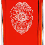 Custom Engraved Police Badges  - Personalized Whiskey Decanter Set In Wood Gift Box - North Miami Police Badge