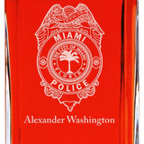 Custom Engraved - Police Badges - Personalized Whiskey Decanter In Wood Gift Box - Miami Police Badge