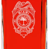 Custom Engraved - Police Badges - Personalized Whiskey Decanter In Wood Gift Box - Miami Police Badge