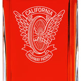 Custom Engraved Police Badges  - Personalized Whiskey Decanter Set In Wood Gift Box - California Highway Patrol Winged Wheel