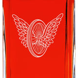 Custom Engraved Police Badges  - Personalized Whiskey Decanter Set In Wood Gift Box - Winged Wheel