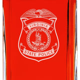 Custom Engraved Police Badges  - Personalized Whiskey Decanter Set In Wood Gift Box - Virginia State Police Badge