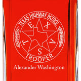 Custom Engraved Police Badges  - Personalized Whiskey Decanter Set In Wood Gift Box - Texas Highway Patrol Badge
