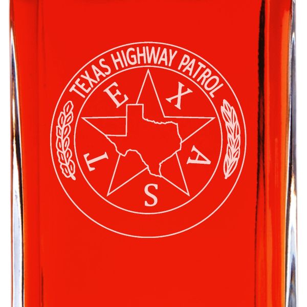Custom Engraved Police Badges  - Personalized Whiskey Decanter Set In Wood Gift Box - Texas Highway Patrol Badge
