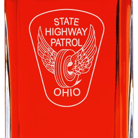 Custom Engraved - Police Badges - Personalized Whiskey Decanter In Wood Gift Box - Ohio State Highway Patrol Patch