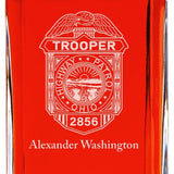 Custom Engraved Police Badges  - Personalized Whiskey Decanter Set In Wood Gift Box - Highway Patrol Ohio Patch
