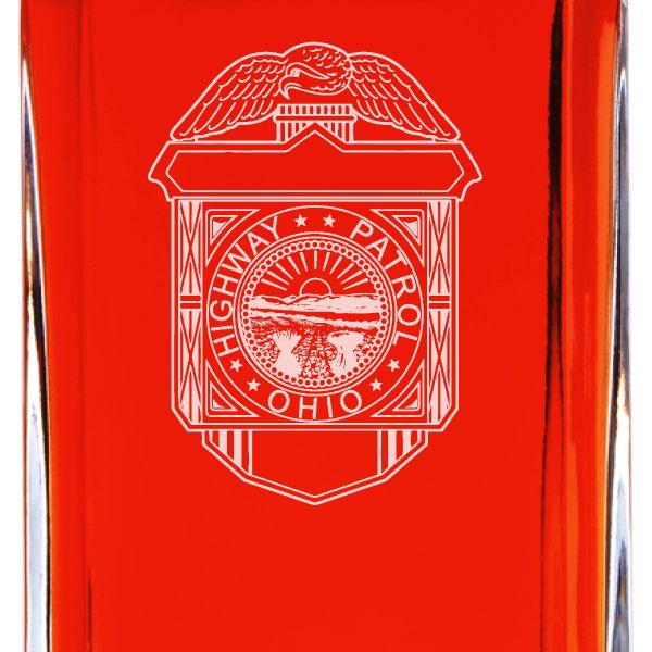 Custom Engraved - Police Badges - Personalized Whiskey Decanter In Wood Gift Box - Highway Patrol Ohio Patch