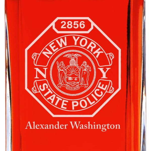 Custom Engraved - Police Badges - Personalized Whiskey Decanter In Wood Gift Box - New York State Police Badge