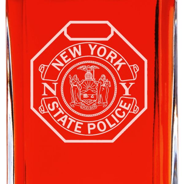 Custom Engraved - Police Badges - Personalized Whiskey Decanter In Wood Gift Box - New York State Police Badge