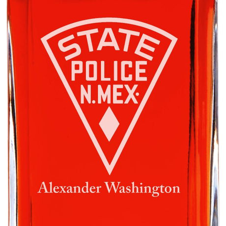 Custom Engraved - Police Badges - Personalized Whiskey Decanter In Wood Gift Box - State Police New Mexico Patch