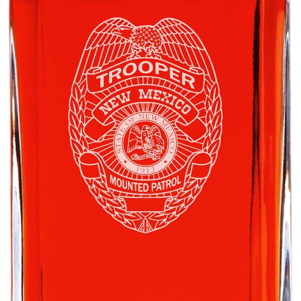 Custom Engraved - Police Badges - Personalized Whiskey Decanter In Wood Gift Box - New Mexico Mounted Patrol Badge