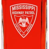 Custom Engraved - Police Badges - Personalized Whiskey Decanter In Wood Gift Box - Mississippi Highway Patrol Patch