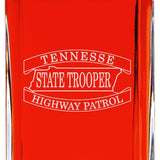 Custom Engraved Police Badges  - Personalized Whiskey Decanter Set In Wood Gift Box - Tennessee State Trooper Highway Patrol Patch