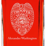 Custom Engraved Police Badges  - Personalized Whiskey Decanter Set In Wood Gift Box - Iowa State Patrol Badge