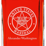 Custom Engraved - Police Badges - Personalized Whiskey Decanter In Wood Gift Box - United State Marshal Badge