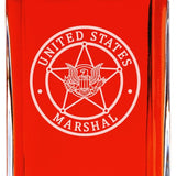 Custom Engraved Police Badges  - Personalized Whiskey Decanter Set In Wood Gift Box - United States Marshal Badge