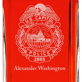Custom Engraved - Police Badges - Personalized Whiskey Decanter In Wood Gift Box - US Capitol Police Badge