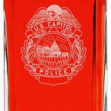 Custom Engraved Police Badges  - Personalized Whiskey Decanter Set In Wood Gift Box - US Capitol Police Badge