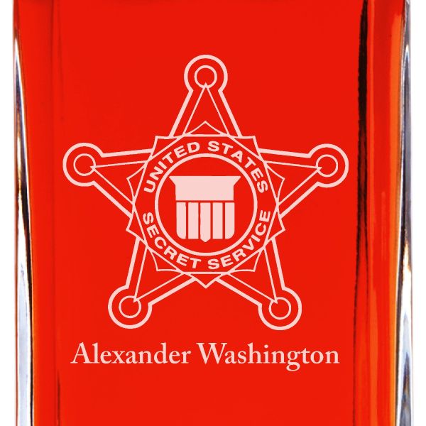 Custom Engraved - Police Badges - Personalized Whiskey Decanter In Wood Gift Box - United States Secret Service Badge