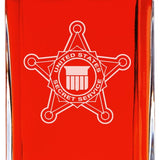 Custom Engraved Police Badges  - Personalized Whiskey Decanter Set In Wood Gift Box - United States Secret Service Badge