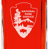 Custom Engraved Police Badges  - Personalized Whiskey Decanter Set In Wood Gift Box - National Park Service Patch
