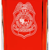 Custom Engraved - Police Badges - Personalized Whiskey Decanter In Wood Gift Box - Dept of Interior Bureau of Land Management Badge