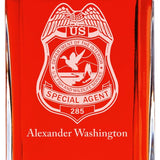 Custom Engraved Police Badges  - Personalized Whiskey Decanter Set In Wood Gift Box - Dept of Interior US Fish and Wildlife Service
